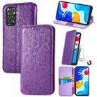 For Xiaomi Redmi Note 11S Blooming Mandala Embossed Magnetic Leather Phone Case(Purple) - 1
