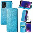 For OPPO Find X5 Blooming Mandala Embossed Magnetic Leather Phone Case(Blue) - 1