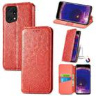 For OPPO Find X5 Pro Blooming Mandala Embossed Magnetic Leather Phone Case(Red) - 1