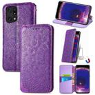 For OPPO Find X5 Pro Blooming Mandala Embossed Magnetic Leather Phone Case(Purple) - 1