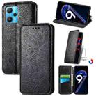 For OPPO Realme 9 Pro Blooming Mandala Embossed Magnetic Leather Phone Case(Black) - 1