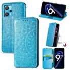 For OPPO Realme 9 Pro Blooming Mandala Embossed Magnetic Leather Phone Case(Blue) - 1