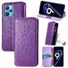 For OPPO Realme 9 Pro Blooming Mandala Embossed Magnetic Leather Phone Case(Purple) - 1