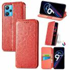 For OPPO Realme 9 Pro+ 5G Blooming Mandala Embossed Magnetic Leather Phone Case(Red) - 1