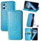 For OPPO Realme 9i Blooming Mandala Embossed Magnetic Leather Phone Case(Blue) - 1