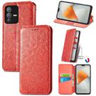 For vivo S12 Pro Blooming Mandala Embossed Magnetic Leather Phone Case(Red) - 1