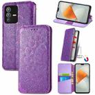 For vivo S12 Pro Blooming Mandala Embossed Magnetic Leather Phone Case(Purple) - 1