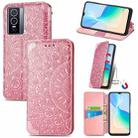 For  vivo  Y76 5G Blooming Mandala Embossed Magnetic Leather Phone Case(Pink) - 1