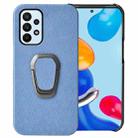 For Samsung Galaxy A23 4G Ring Holder Honeycomb PU Phone Case(Light Blue) - 1