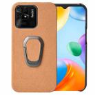 For Xiaomi Redmi 10C 4G Ring Holder Honeycomb PU Phone Case(Orange) - 1