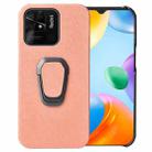 For Xiaomi Redmi 10C 4G Ring Holder Honeycomb PU Phone Case(Pink) - 1