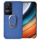 For Xiaomi Redmi K40S Ring Holder Honeycomb PU Phone Case(Navy Blue) - 1