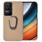 For Xiaomi Redmi K40S Ring Holder Honeycomb PU Phone Case(Coffee) - 1