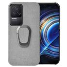 For Xiaomi Redmi K50 Pro Ring Holder Honeycomb PU Phone Case(Grey) - 1