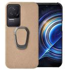 For Xiaomi Redmi K50 Pro Ring Holder Honeycomb PU Phone Case(Coffee) - 1