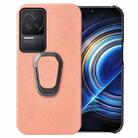 For Xiaomi Redmi K50 Pro Ring Holder Honeycomb PU Phone Case(Pink) - 1