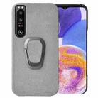 For Sony Xperia 1 IV Ring Holder Honeycomb PU Phone Case(Grey) - 1