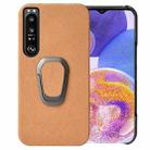 For Sony Xperia 1 IV Ring Holder Honeycomb PU Phone Case(Orange) - 1