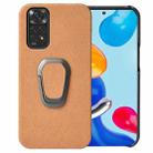 For Xiaomi Redmi Note 11 4G Global Ring Holder Honeycomb PU Phone Case(Orange) - 1