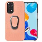 For Xiaomi Redmi Note 11 4G Global Ring Holder Honeycomb PU Phone Case(Pink) - 1