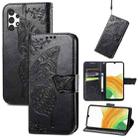 For Samsung Galaxy A13 4G Butterfly Love Flower Embossed Leather Phone Case(Black) - 1