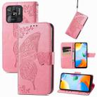 For Xiaomi Redmi 10C Butterfly Love Flower Embossed Leather Phone Case(Pink) - 1