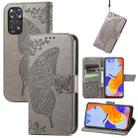 For Xiaomi Redmi Note 11 Pro Global Butterfly Love Flower Embossed Leather Phone Case(Gray) - 1