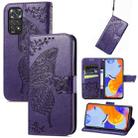 For Xiaomi Redmi Note 11 Pro Global Butterfly Love Flower Embossed Leather Phone Case(Dark Purple) - 1