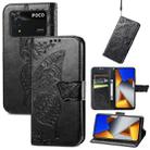 For Xiaomi Poco M4 Pro Butterfly Love Flower Embossed Leather Phone Case(Black) - 1