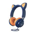 EP08 Cute Cat Ear Child Music Stereo Wired Headset with Mic(Blue) - 1