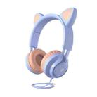 EP08 Cute Cat Ear Child Music Stereo Wired Headset with Mic(Purple) - 1