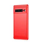 For Google pixel 7 Pro 5G MOFI Gentleness Series Brushed Texture Carbon Fiber TPU Phone Case(Red) - 1