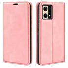 For OPPO Reno7 4G / F21 Pro 4G Retro-skin Magnetic Suction Leather Phone Case(Pink) - 1