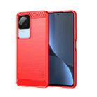 For Xiaomi Redmi K40S MOFI Gentleness Brushed Carbon Fiber Soft TPU Case(Red) - 1