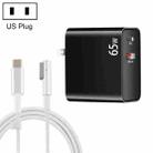 PD-65W USB-C / Type-C + QC3. 0 USB Laptop Charging Adapter + 1.8m USB-C / Type-C to MagSafe 1 / L Head Data Cable, US Plug(Black) - 1