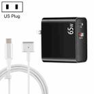 PD-65W USB-C / Type-C + QC3. 0 USB Laptop Charging Adapter + 1.8m USB-C / Type-C to MagSafe 2 / T Head Data Cable, US Plug(Black) - 1