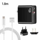 PD-65W USB-C / Type-C + QC3. 0 USB Laptop Charging Adapter + 1.8m USB-C / Type-C to MagSafe 2 / T Head Data Cable, EU Plug / US Plug(Black) - 1