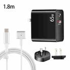 PD-65W USB-C / Type-C + QC3. 0 USB Laptop Charging Adapter + 1.8m USB-C / Type-C to MagSafe 2 / T Head Data Cable, AU Plug / US Plug(Black) - 1