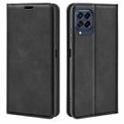 For Samsung Galaxy M33 Retro-skin Magnetic Suction Leather Phone Case(Black) - 1