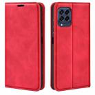For Samsung Galaxy M33 Retro-skin Magnetic Suction Leather Phone Case(Red) - 1