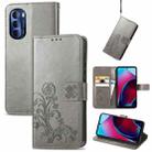 For Motorola Moto G Stylus 5G 2022 Four-leaf Clasp Embossed Buckle Leather Phone Case(Gray) - 1