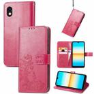 For Sony Xperia Ace III Four-leaf Clasp Embossed Buckle Leather Phone Case(Rose Red) - 1