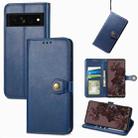 For Google Pixel 7 5G Retro Solid Color Buckle Leather Phone Case(Blue) - 1