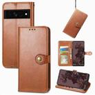 For Google Pixel 7 5G Retro Solid Color Buckle Leather Phone Case(Brown) - 1