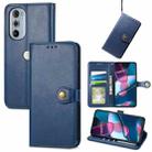 For Motorola Edge 30 Pro Retro Solid Color Buckle Leather Phone Case(Blue) - 1
