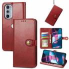 For Motorola Edge 30 Pro Retro Solid Color Buckle Leather Phone Case(Red) - 1