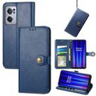 For OnePlus Nord CE 2 5G Retro Solid Color Buckle Leather Phone Case(Blue) - 1