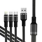 XJ-76 40W 5A 3 in 1 USB to 8 Pin + Type-C + Micro USB Super Flash Charging Cable, Length: 1.18m(Black) - 1