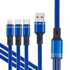 XJ-76 40W 5A 3 in 1 USB to 8 Pin + Type-C + Micro USB Super Flash Charging Cable, Length: 1.18m(Blue) - 1