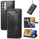 For Samsung Galaxy M23 Mandala Flower Embossed Leather Phone Case(Black) - 1